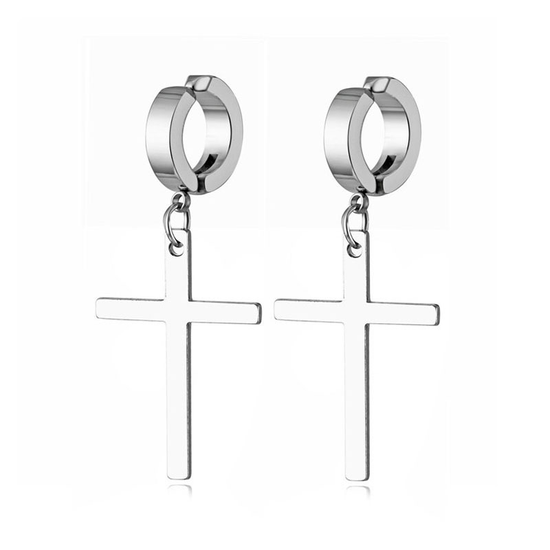 Men's Stainless Steel Cross Ear Clips